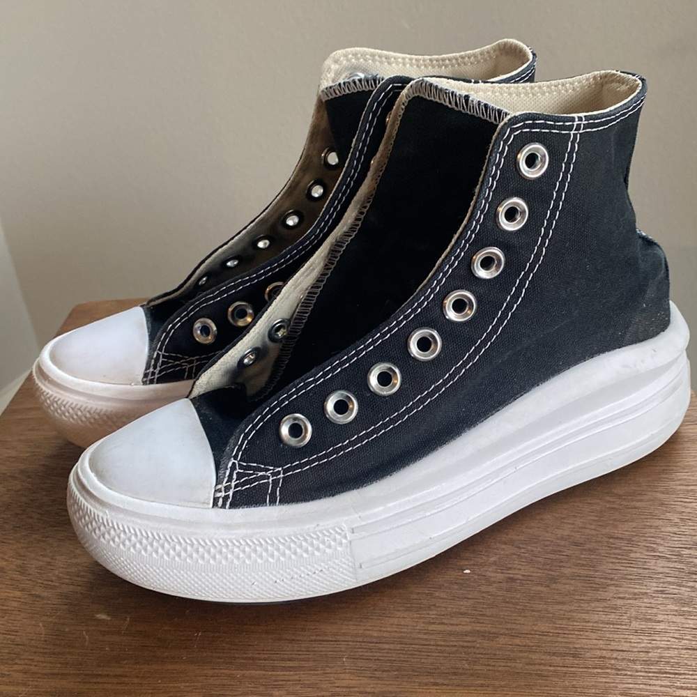 Converse All Star Chuck Taylor Move Black Platform High Tops Sneakers, Women’s 5 - Picture 4 of 16